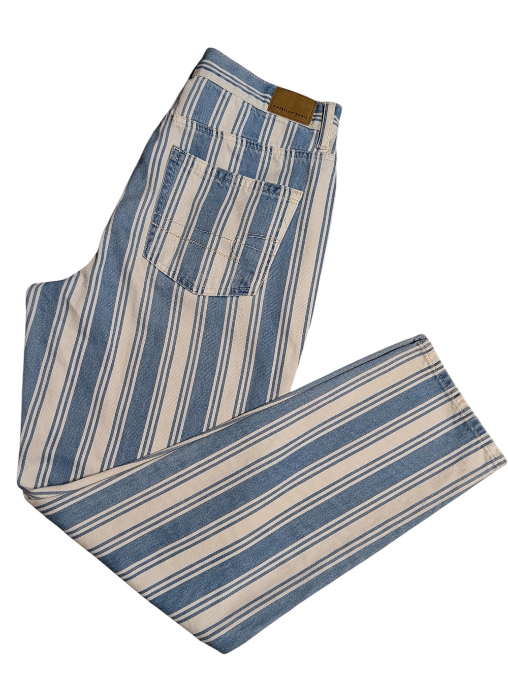 American Eagle Striped Blue & White Jeans
